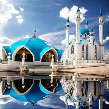 5D DIY Алмазная картина Мечеть Вышивка Стразы Полный вышивки крестом Украшение Мозаика 20*20 cm