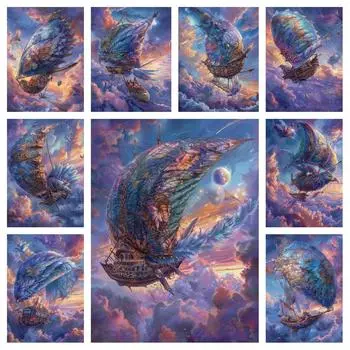 5D DIY Алмазная картина мечта небо планета космический корабль мозаика алмазная вышивка картина полный круглый горный хрусталь украшение для дома Full Round 20x30CM