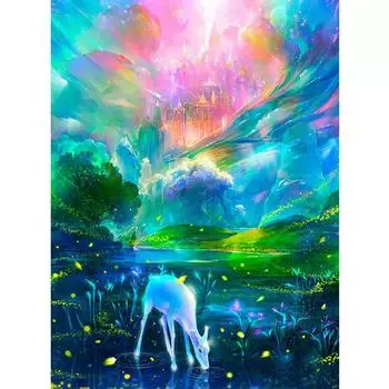 5D Diy Алмазная картина Мечтательная белая лошадь Алмазная вышивка Крестом Домашний декор Подарки ручной работы Round 20x30cm