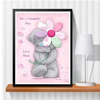 5D DIY Алмазная картина Медведь и цветок Набор для вышивки крестом Мозаика Алмазная вышивка Полный круглый квадратный дрель Украшение дома Round 30x40cm