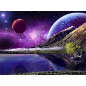 5D DIY Алмазная картина Межзвездный пейзаж Алмазная вышивка Полный набор мозаики Вышивка крестом Домашний декор Подарки ручной работы Round 20x30cm