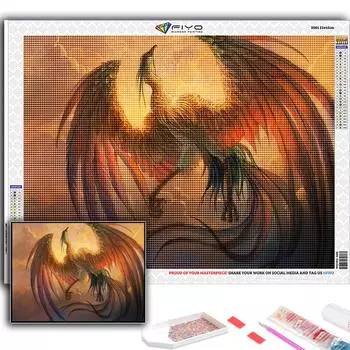 5D Diy Алмазная картина Мифический зверь Феникс Вышивка крестом Полный Алмазная вышивка Мозаика Full Round 20X30CM