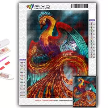5D DIY Алмазная картина Мифический зверь Феникс Вышивка крестиком Алмазная художественная вышивка Мозаика Домашний деко Full Round 20X30CM