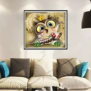 5D Diy Алмазная картина Милая маленькая Сова Алмазная вышивка Полный набор аниме Наборы для вышивки крестом Домашний декор Подарок ручной работы Round 25x25cm