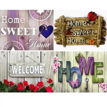 5D DIY Алмазная картина Милая Семья Текст Алмазная вышивка Набор для вышивки крестом Полный горный хрусталь Мозаика Домашний декор Round 20x30cm