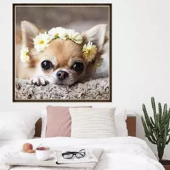 5D Diy Алмазная картина Милая собака Алмазная вышивка Чихуахуа Вышивка крестом Горный хрусталь 20X30CM