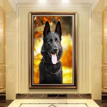 5D DIY Алмазная картина Милая собака Набор для вышивки крестиком Мозаика Алмазная вышивка Роза Полный круглый/квадратный дрель Украшение дома Round 30x40cm