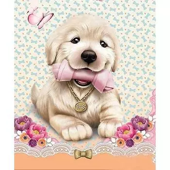 5D DIY Алмазная картина Милая собака Набор для вышивки крестом Мозаика Алмазная вышивка Роза Полный круглый/квадратный дрель Украшение дома Round 20x30cm