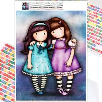 5D Diy Алмазная картина Милые маленькие сестры Алмазная вышивка Полный вышивка крестом Домашний декор Подарок ручной работы Full Round 30x40cm