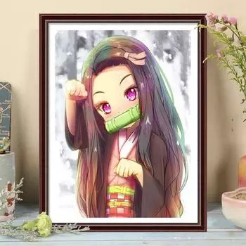 5D DIY Алмазная картина Милые персонажи аниме Картина Набор для вышивки крестом Мозаика Алмазная вышивка Роза Полный круглый/квадратный дрель Украшение дома Round 30x40cm