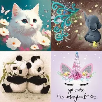 5D DIY Алмазная картина Милые животные Алмазная вышивка Набор крестиков Полный горный хрусталь Мозаика Украшение дома Round 30x30cm