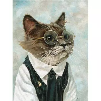 5D DIY Алмазная картина Милый кот Вышивка Крестом Горный хрусталь Мозаика Украшение 20X30CM