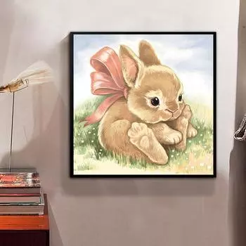 5D Diy Алмазная картина Милый маленький кролик Алмазная вышивка Полный набор аниме Наборы для вышивки крестом Домашний декор Подарок ручной работы Round 30x30cm