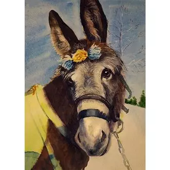 5D DIY Алмазная картина Милый осёл Алмазная вышивка Полный набор мозаики Вышивка крестом Домашний декор Подарки ручной работы Round 20x30cm