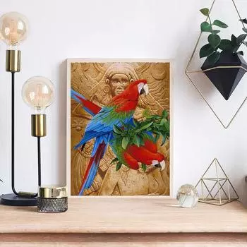 5D DIY Алмазная картина Милый попугай Набор для вышивки крестом Мозаика Алмазная вышивка Роза Полный круглый квадратный дрель Украшение дома Round 30x40cm