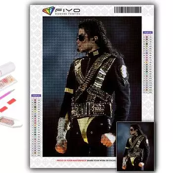 5D Diy Алмазная картина Мировая суперзвезда Майкла Джексона Вышивка крестиком Полная алмазная вышивка Мозаика Full Round 20X30CM