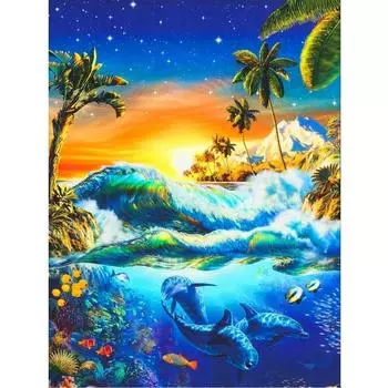 5D DIY Алмазная картина Морская жизнь Набор для вышивки крестом Мозаика Алмазная вышивка Роза Полный круглый/квадратный дрель Украшение дома Round 20x30cm