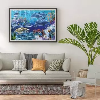 5D Diy Алмазная картина морского дна с животными, набор стежков, полная алмазная вышивка, мозаика, художественная картина, декор из страз, подарок Full Round 20x30cm