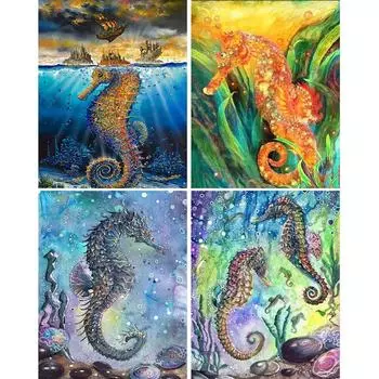 5D Diy Алмазная картина «Морской конек», набор для вышивки крестом, полная Алмазная квадратная вышивка, мозаика, художественная картина, украшение со стразами Full Round 20x30CM