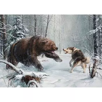 5D DIY Алмазная картина Мозаика Медведь и волк Алмазная вышивка со стразами Вышивка крестом 20X30CM