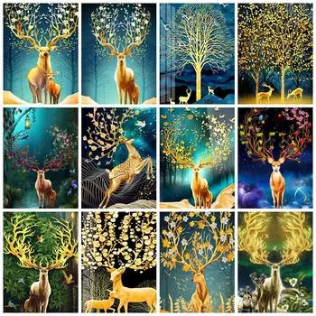 5D Diy Алмазная картина Мозаика Олень Домашний декор Полный квадрат/круг Вышивка крестом Набор Животное Настенное Искусство Full Round 20x30CM