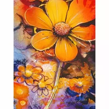 5D DIY Алмазная картина Мозаика Оранжевые цветы Ручная работа Картина со стразами Вышивка крестом Домашний декор 20X30CM