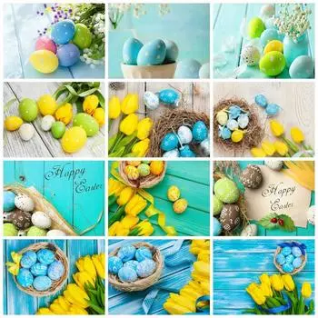 5d Diy Алмазная картина Мозаика Пасхальное яйцо Полная квадратная/круглая мозаика Вышивка Тюльпан Цветок Кристалл Настенное искусство Full Round 20x30CM