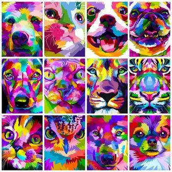5d Diy Алмазная картина Мозаика Животные Красочный домашний декор Вышивка Собака Вышивка крестом Наклейка на стену Full Round 20x30CM