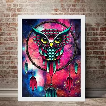 5D Diy Алмазная картина Мультфильм Сова Животное Девушка Набор для вышивки крестом Полный Алмазная вышивка Мозаика Художественная картина Стразы Декор Подарок Full Round 20x30cm