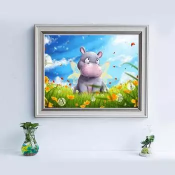 5D DIY Алмазная картина Мультфильм крупного рогатого скота Алмазная вышивка Крестом Горный хрусталь Домашний декор 20X30CM