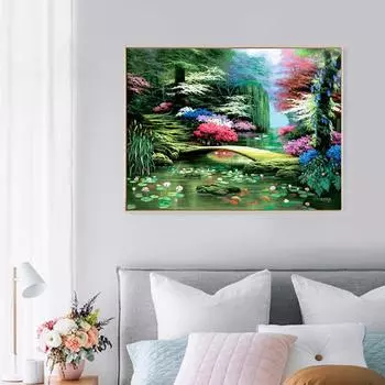 5D Diy Алмазная картина Мультфильм Пейзаж Озеро и мост Вышивка крестиком Алмазная мозаика Алмазная вышивка 20X30CM