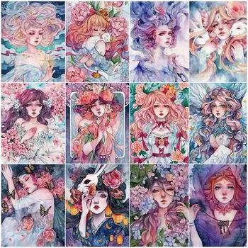 5D Diy Алмазная картина Мультфильм Девушка Портрет Полный Круглый Алмазная Вышивка Мозаика Набор Hd Качество Изделия Ручной Работы Full Round 20x30CM