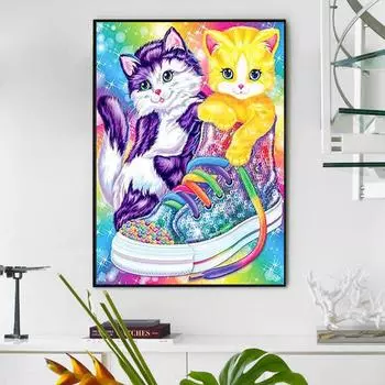 5D Diy Алмазная картина Мультфильм кошки Вышивка крестом Пейзаж Алмазная вышивка Домашние ремесла 20X30CM
