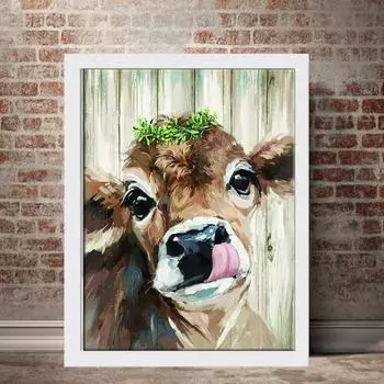 5D Diy Алмазная картина Мультфильм Милый Теленок Набор для вышивки крестом Полная Алмазная вышивка Мозаика Искусство Картина Стразы Декор Подарок Full Round 20x30cm