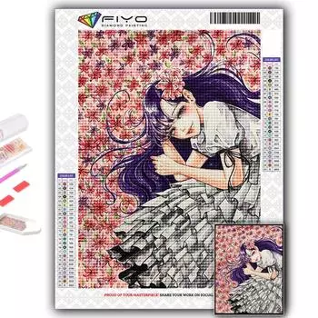 5D Diy Алмазная картина Мультфильм Милая благородная девушка Вышивка крестиком Полный Алмазная вышивка Мозаика Full Round 20X30CM