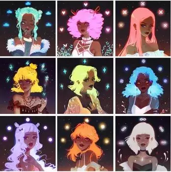 5D Diy Алмазная картина Мультфильм девушка Портрет Полный дрель Алмазная вышивка Мозаика Комплект Hd Товары ручной работы Украшение дома Full Round 20x20CM