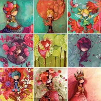 5D Diy Алмазная картина Мультфильм Наборы для вышивки крестом Алмазная вышивка Стразы Мозаика Настенные картины Украшения для дома Full Round 20x20CM