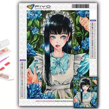 5D Diy Алмазная картина Мультфильм Милая благородная девушка Вышивка крестиком Полный Алмазная вышивка Мозаика Full Round 20X30CM