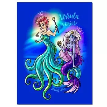 5D DIY Алмазная картина Мультфильм Русалка Алмазная вышивка Полный мозаичный набор Наборы для вышивки крестом Домашний декор Подарки ручной работы Round 20x30cm