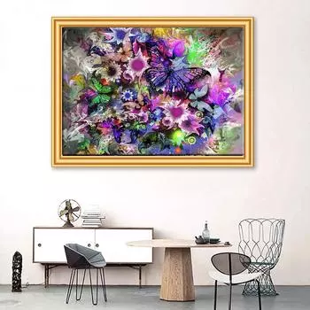 5D Diy Алмазная картина Мультфильм Бабочки в потоке Набор для вышивки крестом Полная алмазная вышивка Мозаика Художественная картина Стразы Декор Подарок Full Round 20x30cm