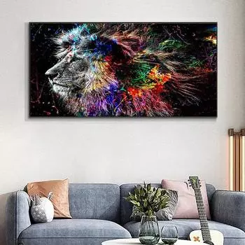 5D DIY Алмазная картина Мультфильм Лев Картина Набор для вышивки крестом Мозаика Алмазная вышивка Домашнее украшение Подарки Round 20x30cm