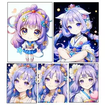 5D DIY Алмазная картина Мультяшные картинки Девушка Мозаика Искусство Полный Круглый Набор для вышивки крестом Стразы Украшение для дома Подарок Full Round 20x30CM