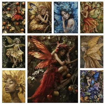 5D DIY Алмазная картина Мультяшный эльф Полный квадратный круглый алмаз Вышитый мозаичный портрет Фэнтези Картина Искусство Домашнее украшение Full Round 20x30CM