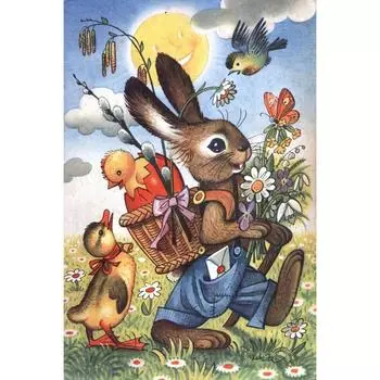 5D DIY Алмазная картина Мультяшный милый кролик Алмазная вышивка крестом Мозаика Домашний декор Подарки 20X30CM