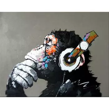 5D Diy Алмазная картина Музыкальная обезьяна Алмазная вышивка Крестом Домашний декор Подарки ручной работыjavascript: Round 20x30cm