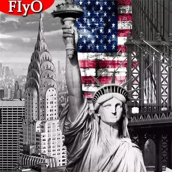 5D DIY Алмазная картина Нью-Йорк Алмазная вышивка Пейзаж Вышивка крестиком Картина со стразами Декор для дома Full Round 30x30CM