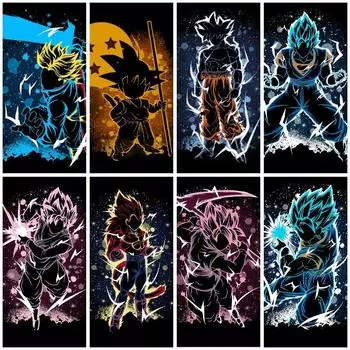 5D DIY Алмазная картина Набор Блестящие персонажи аниме Алмазная вышивка Стразы Украшения для дома Round 20x30cm