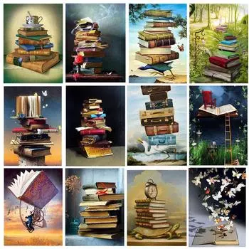 5D DIY Алмазная картина Набор Книги Искусство Алмазная вышивка Стразы Украшения для дома Round 20x30cm