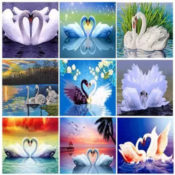 5D DIY Алмазная картина Набор Любовь Гусь Искусство Алмазная вышивка Стразы Украшения для дома Round 20x30cm