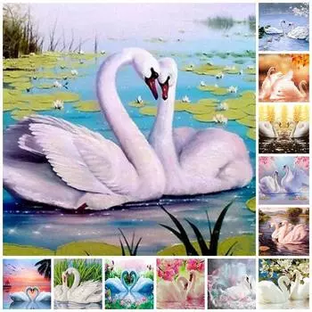 5D DIY Алмазная картина Набор Любовь Гусь Алмазная вышивка Стразы Украшения для дома Round 20x30cm